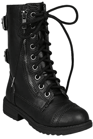 Amazon.com | Soda Girls Kids Dome-2S Lace Up Military Combat Boots,Black,2 | Boots