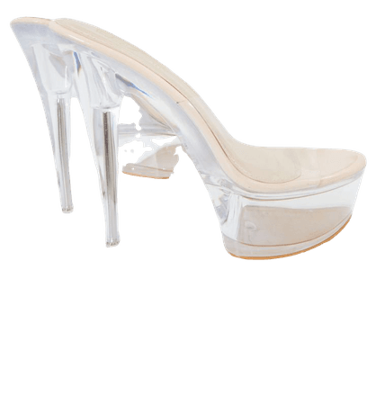 Nude Clear Extreme Platform Mule Heels | PrettyLittleThing USA