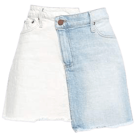 Amazing Frayed Two-tone Denim Mini Skirt