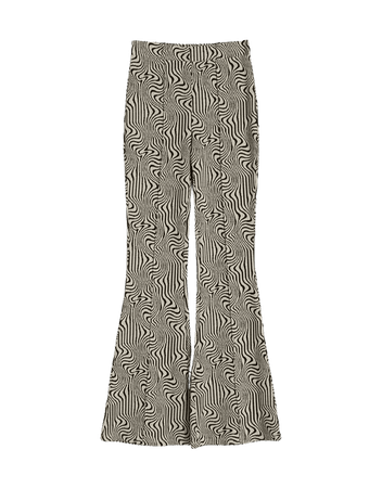 Flared jacquard psychedelic print pants with cut-out detail - Pants - Woman | Bershka