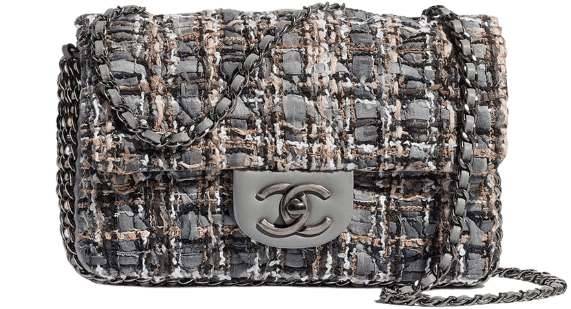 grey tweed Chanel bag