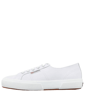 Superga 2750 nappa leather lace up sneakers in white | ASOS