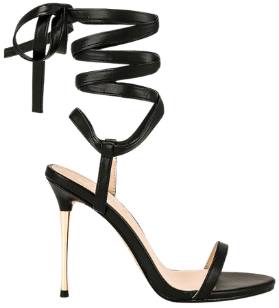 FEMME LA Athena Lace Up Sandal in Black | REVOLVE