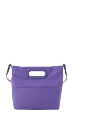 purple shoulder bag with "b." logo | agnès b.
