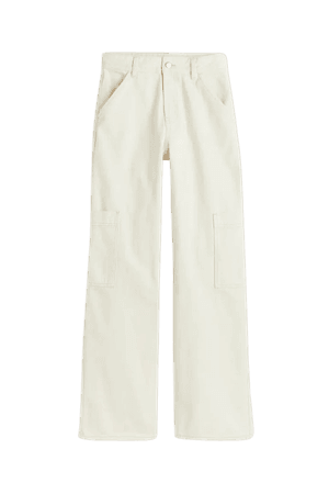 Wide-leg Cargo Pants - Natural white - Ladies | H&M US