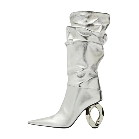 Silver Oblong Heel Boot