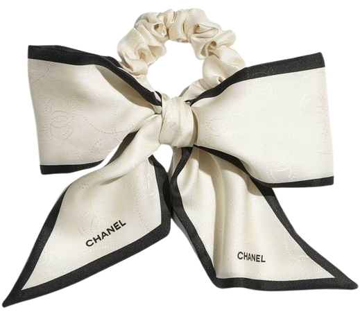 chanel beige and black hair tie