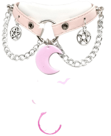 MOON collar choker with chain pastel goth | Etsy