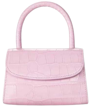 BY FAR Bubblegum Pink Croc Mini Handbag