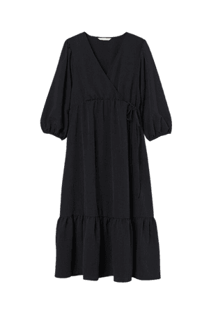 MAMA Puff-sleeved Dress - Black