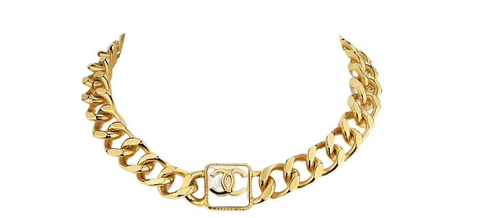 Chanel, necklace Metal & Resin Gold & Pearly White