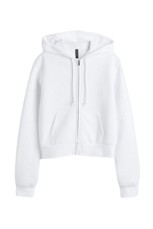 Short Hooded Sweatshirt Jacket - White - Ladies | H&M US