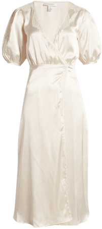 Topshop Satin & Lace Wrap Midi Dress | Nordstrom