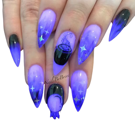 black purple witch nails