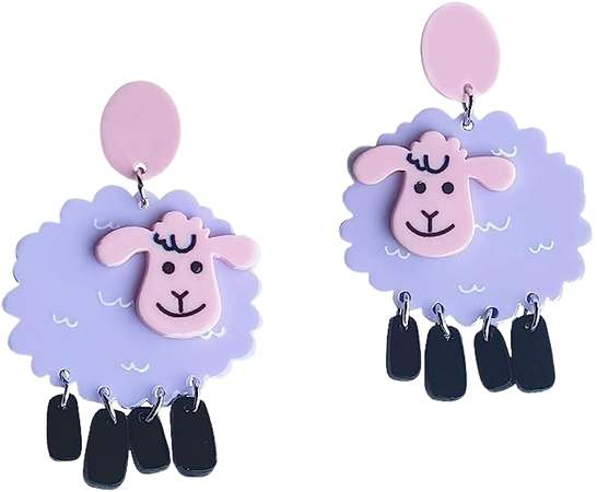 Amazon.com: Cute Kawaii Purple Sheep Acrylic Statement Big Drop Dangle Earrings for Women Girls: Clothing, Shoes & Jewelry