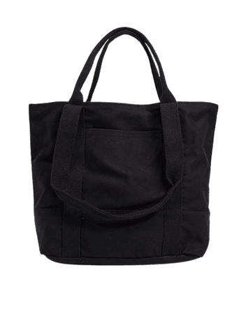 ASOS DESIGN oversized heavyweight organic cotton tote bag with grab and shoulder handle in black | ASOS