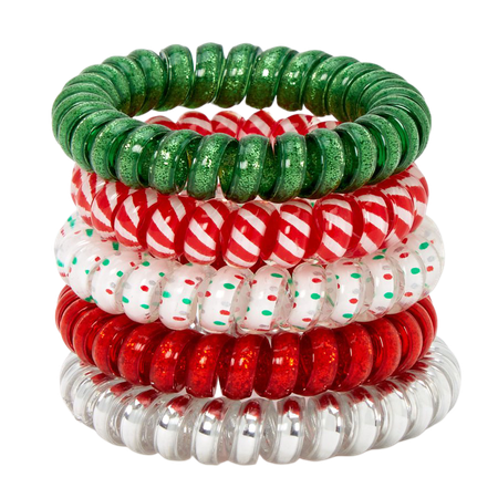 Mixed Christmas Coil Bracelets - 5 Pack | Claire's US