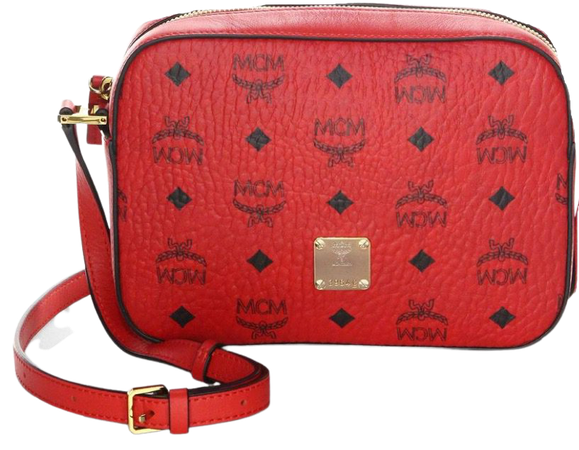 red mcm purse