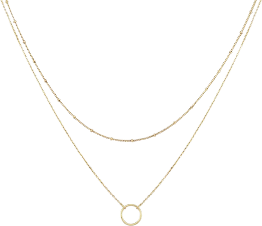 Amazon.com: MEVECCO Gold Layered Choker Necklace for Women,18K Gold Plated Cute Dainty Karma Round Circle Disc Charm Small Beaded Satellite Chain Minimalist Choker Necklace for Girls: Clothing, Shoes & Jewelry