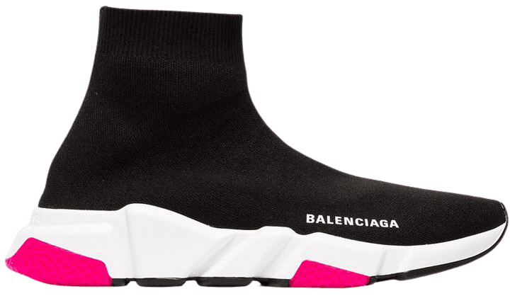 Black, White And Pink Speed Knitted High Top Sneakers