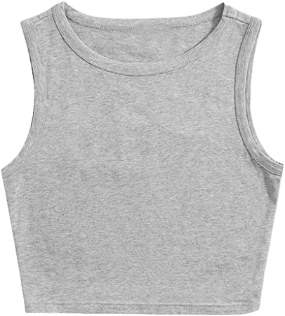 SheIn Women's Sleeveless Round Neck Basic Racerback Camisole Knit Crop Tank Tops X-Small Grey at Amazon Women’s Clothing store
