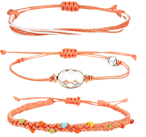 Amazon.com: Lynnaneo April Birthstone Bracelets Beaded Boho Bracelets Orange Rope Bracelets Cute Braided String Bracelet Sets Waterproof Beach Surfer Jewelry (April): Clothing, Shoes & Jewelry