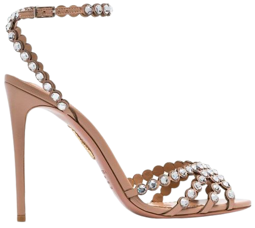Shop pink Aquazzura pink Tequila 105 suede crystal embellished high heels with Express Delivery - Farfetch