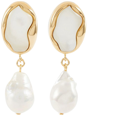 Sybil Baroque Faux Pearl Earrings in Gold - Chloe | Mytheresa