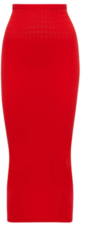 Cutout Technical Midi Skirt in Red - Alaia | Mytheresa