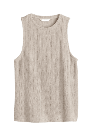 Knit Tank Top - Light beige - Ladies | H&M US