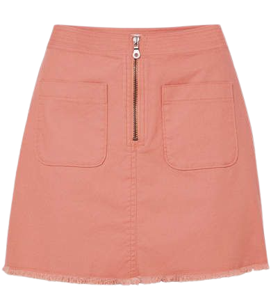 Frayed Denim Mini Skirt - Pink