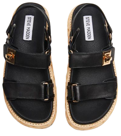 BIGMONA Mesh Black Leather Platform Sandal | Women's Sandals – Steve Madden