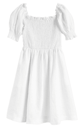 Smocked Bodice Mini Dress - White | Boden US