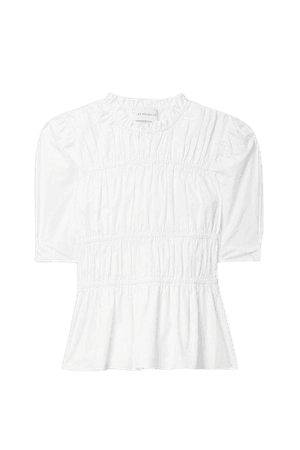 Ruched Cotton-poplin Blouse - White