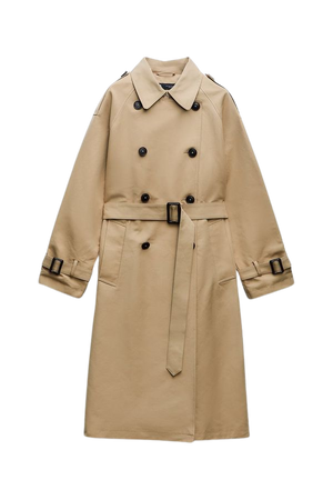 DOUBLE BREASTED LONG TRENCH COAT - Light camel | ZARA United States