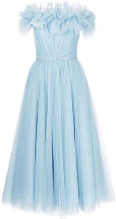 Jenny Packham Blue Belle off-shoulder Tulle Dress - Farfetch