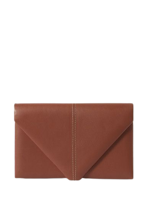 Envelope Leather Clutch - Brown