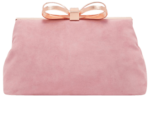 Suede bow clutch bag - Dusky Pink | Bags | Ted Baker