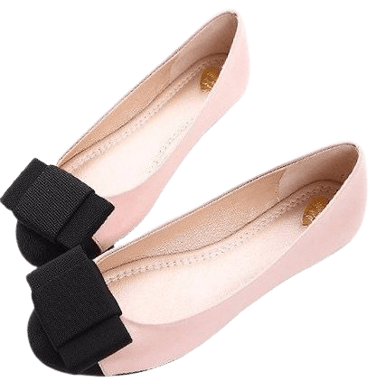 Black and Pink Pool Side Bow Ballerina Flats