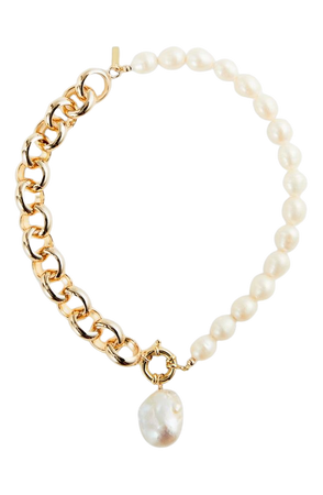 Aliou Aleko Pearl & Chain Pendant Necklace