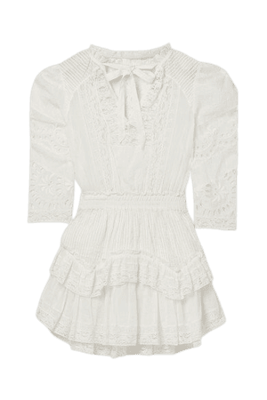 Isidore Lace-trimmed Broderie Anglaise And Swiss-dot Cotton-voile Mini Dress - White