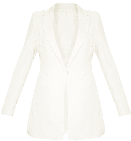 Cream Double Breasted Woven Blazer | Co-Ords | PrettyLittleThing