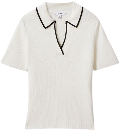 Reiss Seleena Linen Blend Open Collar Polo Shirt | REISS USA