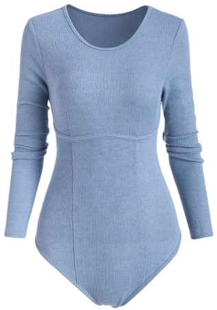 [33% OFF] 2020 ZAFUL Knitted Underbust Design Bodysuit In BLUE | ZAFUL
