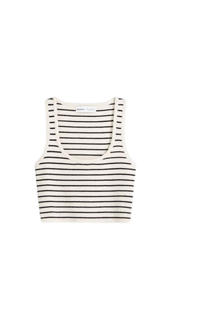 Striped knit crop top with straps - Tops and corsets - Women | Bershka