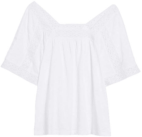 Caslon® Lace Inset Boho T-Shirt white