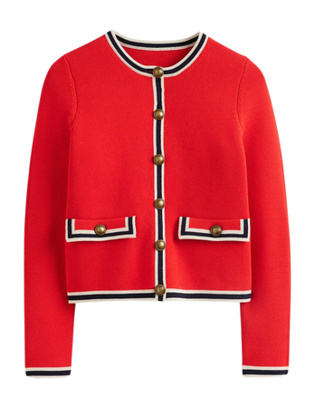 Holly Cropped Knitted Jacket - Hot Pepper | Boden US