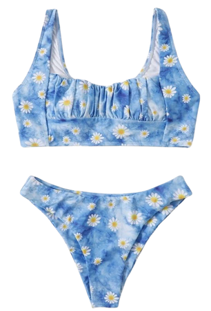 blue floral bikini