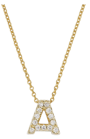 Roberto Coin – 18K Yellow Gold and Diamond Initial Love Letter Pendant Necklace, 16"