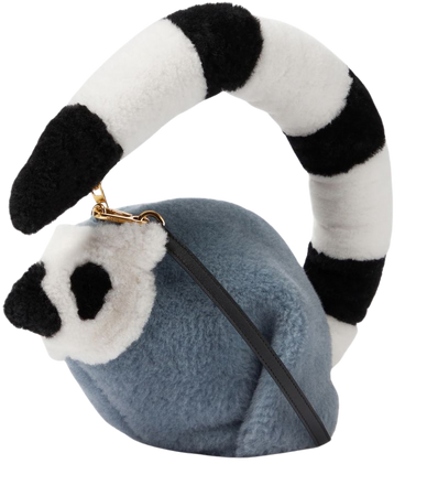 X Suna Fujita Lemur Shearling Crossbody Bag in Grey - Loewe | Mytheresa